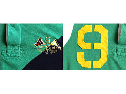 希少サイズ S ■ POLO ポロ ラルフローレン 鹿の子 半袖 ポロシャツ ( メンズ ) 古着 半袖シャツ ラガーシャツ タイプ ラグビー 緑 紺 白