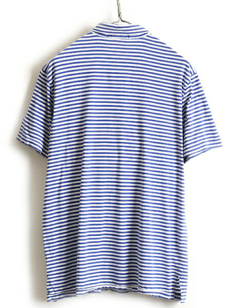 90s オールド ■ POLO ポロ ラルフローレン ポケット付き ボーダー 半袖 ポロシャツ ( メンズ L ) 古着 90年代 半袖シャツ RLYC フラッグ