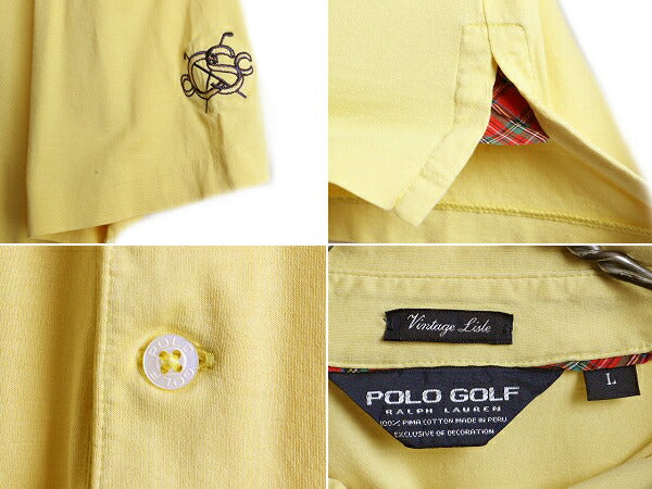 ミドルポニー 90s 高級 ペルー製 ピマコットン ■ POLO GOLF ラルフローレン 半袖 ポロシャツ ( メンズ L ) 古着 ポロ ゴルフ 半袖シャツ
