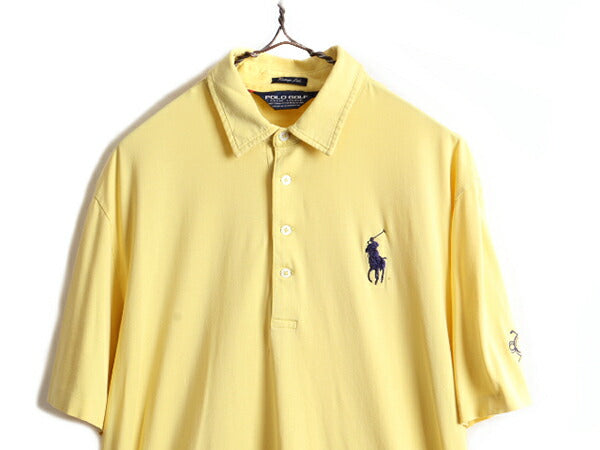 ミドルポニー 90s 高級 ペルー製 ピマコットン ■ POLO GOLF ラルフローレン 半袖 ポロシャツ ( メンズ L ) 古着 ポロ ゴルフ 半袖シャツ