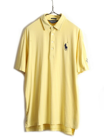 ミドルポニー 90s 高級 ペルー製 ピマコットン ■ POLO GOLF ラルフローレン 半袖 ポロシャツ ( メンズ L ) 古着 ポロ ゴルフ 半袖シャツ