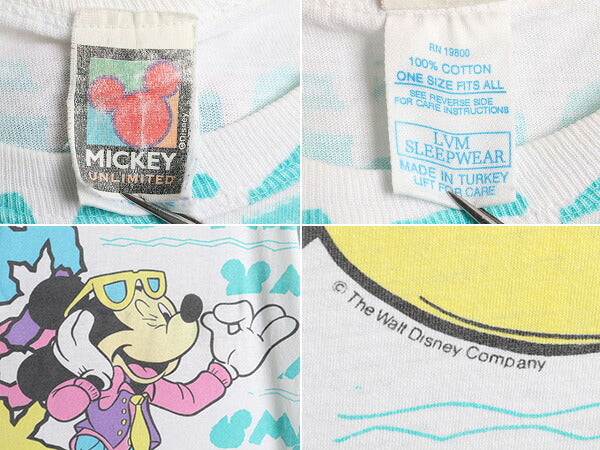 90s USA製 ■ ディズニー オフィシャル ミッキー マウス 総柄 プリント 半袖 Tシャツ ( メンズ レディース XL 程)古着 90年代 キャラクター