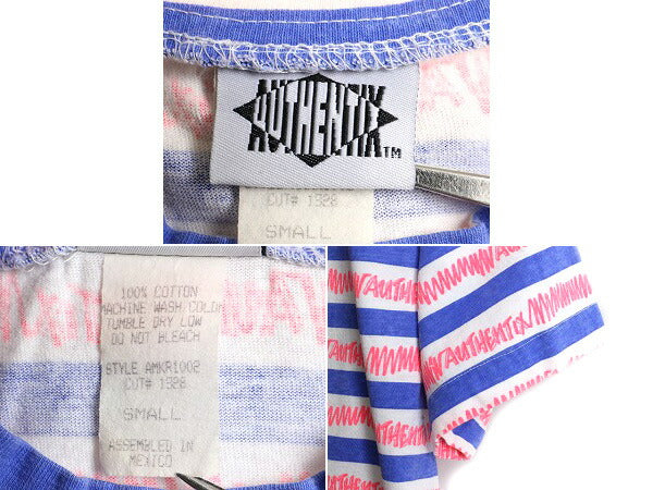 デッドストック 90s 希少サイズ S ■ 総柄 ボーダー 半袖 Tシャツ 新品 メンズ レディース / 90年代 オールド ボーダーT シングルステッチ
