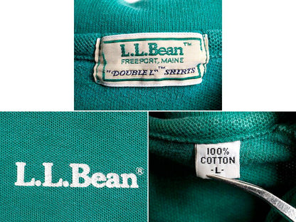 80s ビンテージ ■ LLBEAN 鹿の子 半袖 ポロシャツ ( L レディース 小さめ S M 程) 古着 80年代 エルエルビーン LLビーン 半袖シャツ 緑