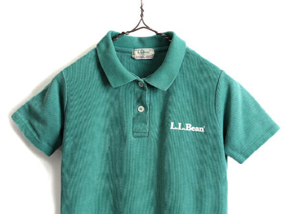 80s ビンテージ ■ LLBEAN 鹿の子 半袖 ポロシャツ ( L レディース 小さめ S M 程) 古着 80年代 エルエルビーン LLビーン 半袖シャツ 緑