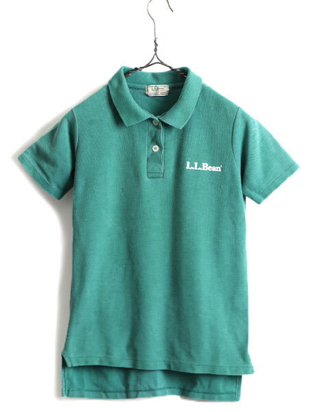 80s ビンテージ ■ LLBEAN 鹿の子 半袖 ポロシャツ ( L レディース 小さめ S M 程) 古着 80年代 エルエルビーン LLビーン 半袖シャツ 緑