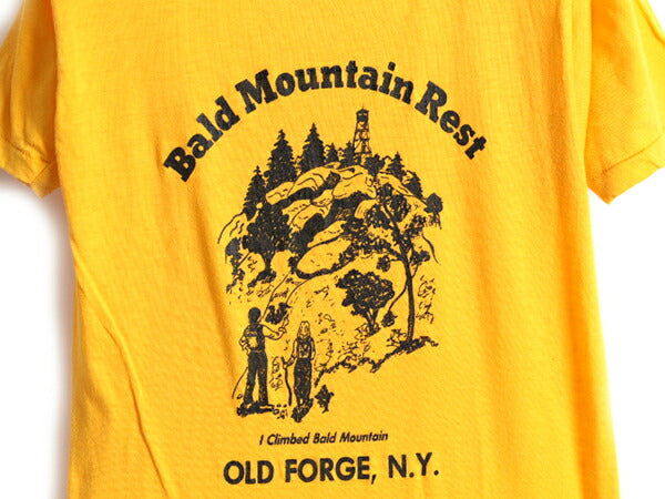 70s 80s USA製 ■ ヘルスニット スーベニア プリント 半袖 Tシャツ ( M 小さめ メンズ レディース S 程) 古着 70年代 80年代 ビンテージ 黄