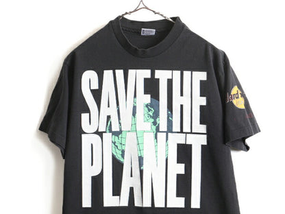 90s USA製 ■ ハードロックカフェ ビッグロゴ プリント 半袖 Tシャツ ( メンズ レディース L ) 古着 90年代 Hard Rock Cafe 企業 LAS VEGAS