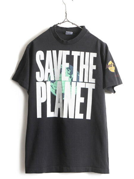 90s USA製 ■ ハードロックカフェ ビッグロゴ プリント 半袖 Tシャツ ( メンズ レディース L ) 古着 90年代 Hard Rock Cafe 企業 LAS VEGAS