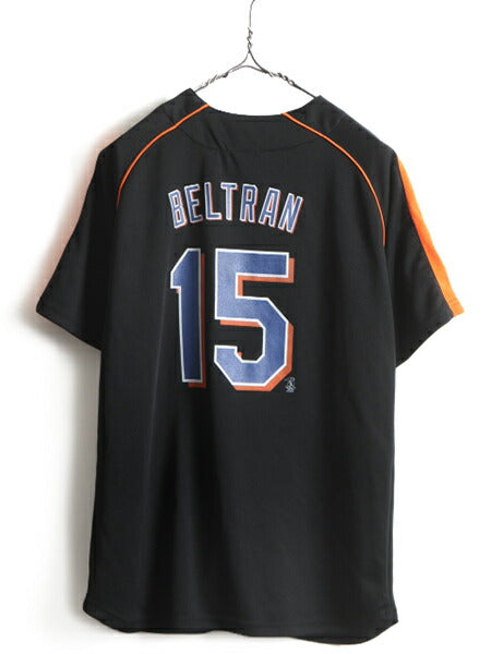 キッズ XL メンズ S 程■ ナイキ MLB オフィシャル ニューヨーク メッツ 半袖 ベースボール シャツ 古着 NIKE ゲームシャツ スウォッシュ