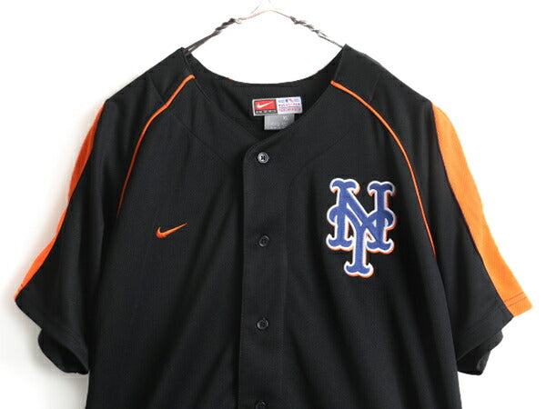 キッズ XL メンズ S 程■ ナイキ MLB オフィシャル ニューヨーク メッツ 半袖 ベースボール シャツ 古着 NIKE ゲームシャツ スウォッシュ