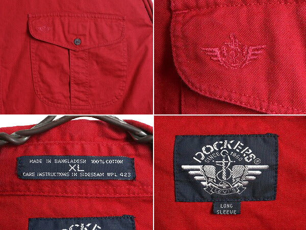 90s 大きいサイズ XL ■ DOCKERS リーバイス 長袖 ボタンダウン シャツ ( メンズ ) 古着 90年代 オールド ドッカーズ LEVIS ポケット付き