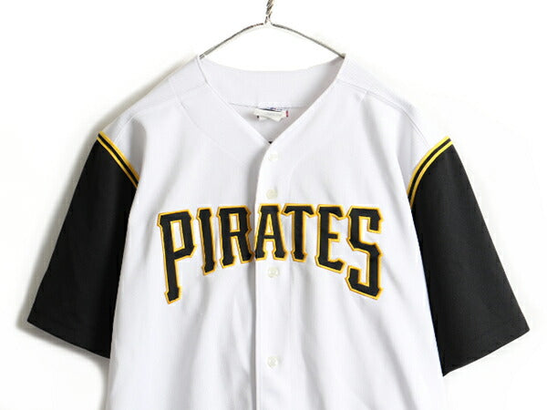 00s キッズ XL メンズ S ■ MLB オフィシャル Majestic パイレーツ 半袖 ベースボール シャツ 古着 ピッツバーグ ゲームシャツ 半袖シャツ