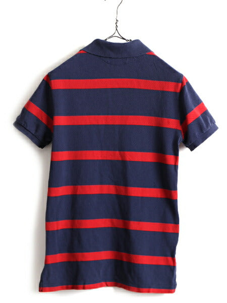 ビッグポニー 希少サイズ S ■ POLO ポロ ラルフローレン ボーダー 鹿の子 半袖 ポロシャツ ( メンズ ) 古着 ラガーシャツ タイプ 2トーン