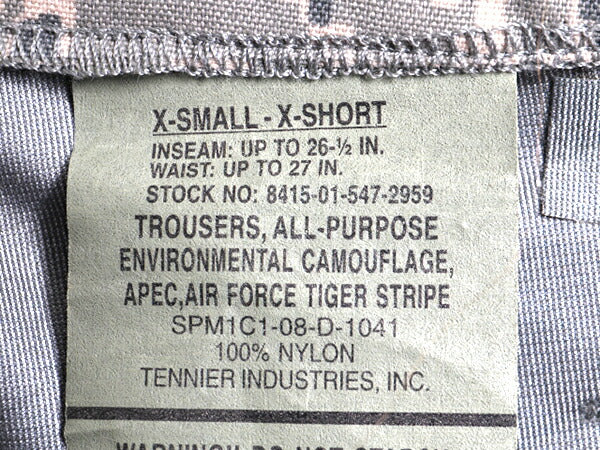 デッドストック 希少サイズ X-SMALL X-SHORT ■ 08年製 米軍実物 APECS デジタルタイガー カモ 迷彩 オーバーパンツ ゴアテックス gore-tex