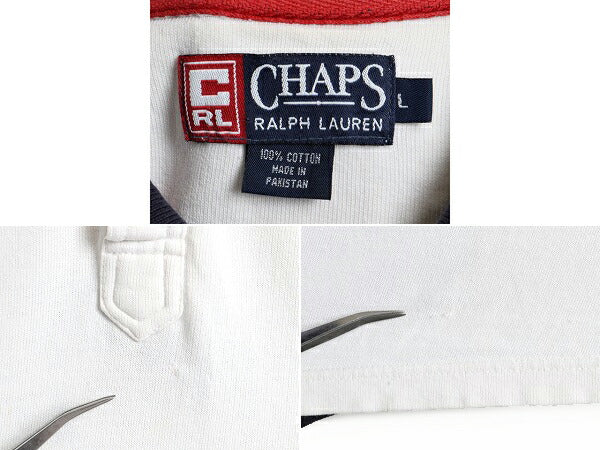 90s ■ チャップス ラルフローレン 半袖 ポロシャツ ( メンズ L )古着 POLO ポロ 90年代 オールド CHAPS 半袖シャツ ロゴ刺繍 トリコカラー