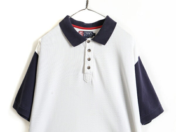 90s ■ チャップス ラルフローレン 半袖 ポロシャツ ( メンズ L )古着 POLO ポロ 90年代 オールド CHAPS 半袖シャツ ロゴ刺繍 トリコカラー