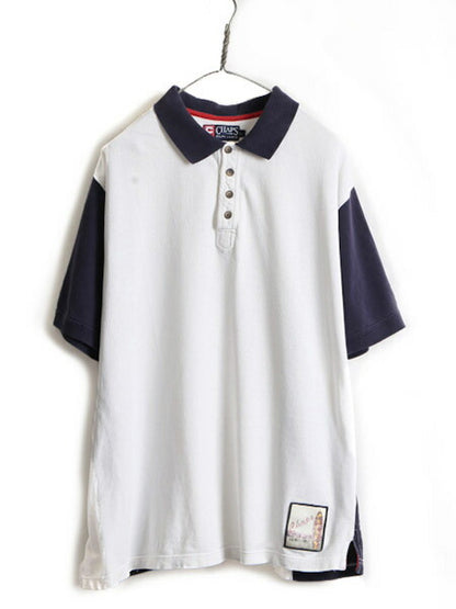 90s ■ チャップス ラルフローレン 半袖 ポロシャツ ( メンズ L )古着 POLO ポロ 90年代 オールド CHAPS 半袖シャツ ロゴ刺繍 トリコカラー