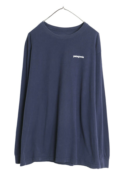 パタゴニア 両面 プリント 長袖 Tシャツ メンズ L / アウトドア ロンT P6 バックプリント ボックスロゴ カットソー トップス シンプル 紺