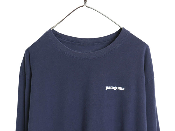 パタゴニア 両面 プリント 長袖 Tシャツ メンズ L / アウトドア ロンT P6 バックプリント ボックスロゴ カットソー トップス シンプル 紺