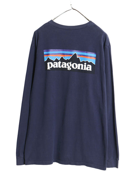 パタゴニア 両面 プリント 長袖 Tシャツ メンズ L / アウトドア ロンT P6 バックプリント ボックスロゴ カットソー トップス シンプル 紺