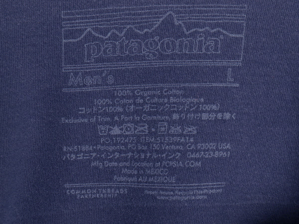 パタゴニア 両面 プリント 長袖 Tシャツ メンズ L / アウトドア ロンT P6 バックプリント ボックスロゴ カットソー トップス シンプル 紺