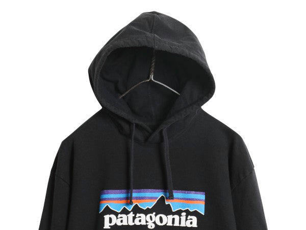 パタゴニア プリント スウェット フード パーカー メンズ XL / 19年製 トレーナー ストレッチ 裏起毛 プルオーバー 大きいサイズ ブラック