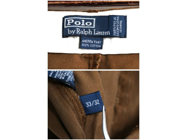 90s ポロ ラルフローレン コットン チノ パンツ 33 32 / オールド スラックス チノパン ストレート ツータック ポロチノ ボトムス シンプル