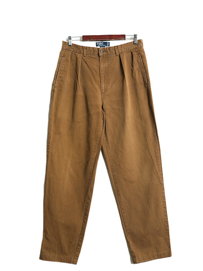 90s ポロ ラルフローレン コットン チノ パンツ 33 32 / オールド スラックス チノパン ストレート ツータック ポロチノ ボトムス シンプル