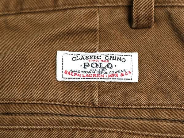 90s ポロ ラルフローレン コットン チノ パンツ 33 32 / オールド スラックス チノパン ストレート ツータック ポロチノ ボトムス シンプル
