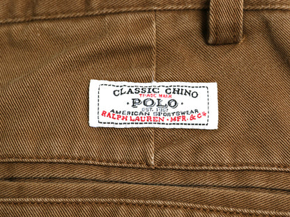 90s ポロ ラルフローレン コットン チノ パンツ 33 32 / オールド スラックス チノパン ストレート ツータック ポロチノ ボトムス シンプル