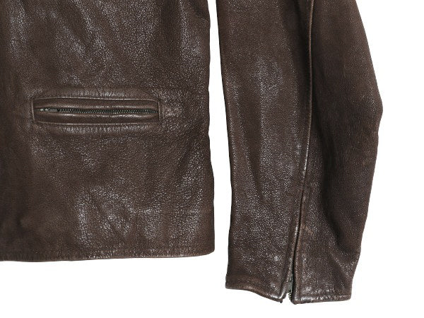90s オールド ギャップ 本革 レザー スポーツ ジャケット レディース M メンズ S 程 革ジャン 中綿 キルティング ライナー付き ブルゾン 茶