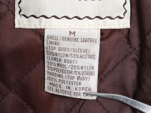 90s オールド ギャップ 本革 レザー スポーツ ジャケット レディース M メンズ S 程 革ジャン 中綿 キルティング ライナー付き ブルゾン 茶