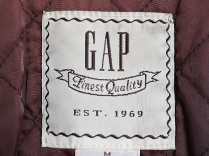 90s オールド ギャップ 本革 レザー スポーツ ジャケット レディース M メンズ S 程 革ジャン 中綿 キルティング ライナー付き ブルゾン 茶