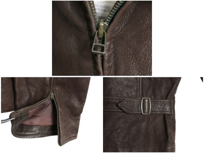 90s オールド ギャップ 本革 レザー スポーツ ジャケット レディース M メンズ S 程 革ジャン 中綿 キルティング ライナー付き ブルゾン 茶