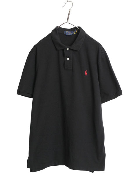 ポロ ラルフローレン 鹿の子 半袖 ポロシャツ メンズ XL / 半袖シャツ コットン トップス カットソー ワンポイント 大きいサイズ ブラック 