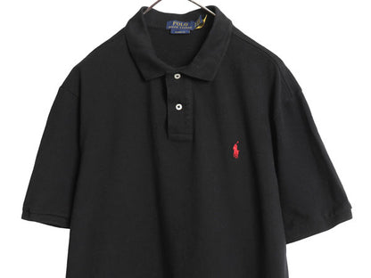 ポロ ラルフローレン 鹿の子 半袖 ポロシャツ メンズ XL / 半袖シャツ コットン トップス カットソー ワンポイント 大きいサイズ ブラック 