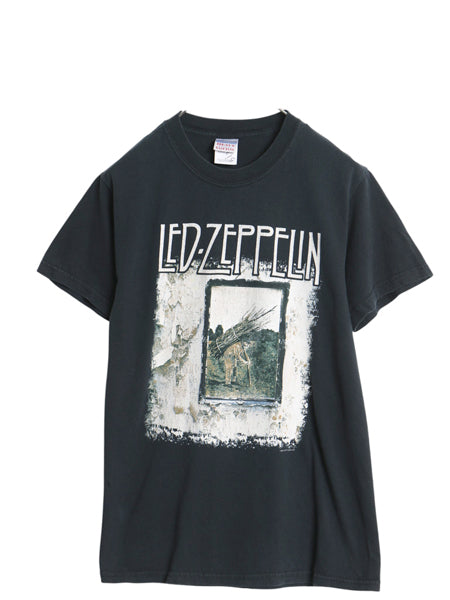00s レッドツェッペリン イラスト プリント Tシャツ メンズ S / 古着 オールド オフィシャル バンド ロック アート グラフィック ブラック