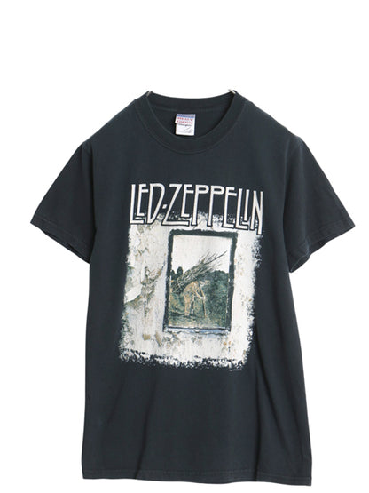 00s レッドツェッペリン イラスト プリント Tシャツ メンズ S / 古着 オールド オフィシャル バンド ロック アート グラフィック ブラック