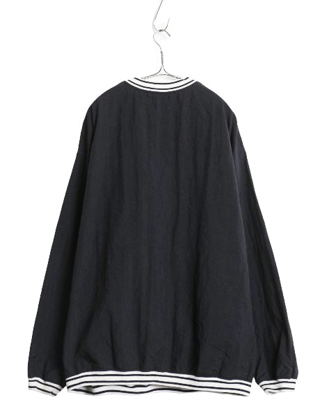 90s ナイキ ナイロン ジャケット メンズ XXL / 古着 オールド プルオーバー スウッシュ Vネック ウィンドブレーカー 大きいサイズ ブラック