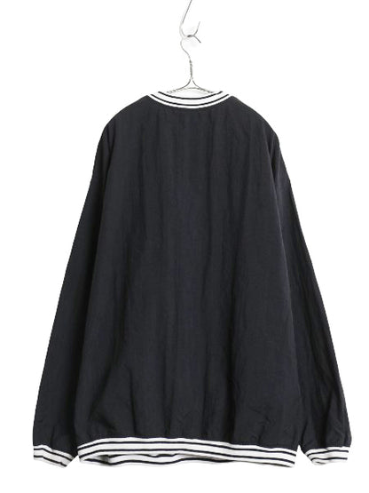 90s ナイキ ナイロン ジャケット メンズ XXL / 古着 オールド プルオーバー スウッシュ Vネック ウィンドブレーカー 大きいサイズ ブラック