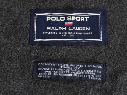 00s ポロスポーツ ラルフローレン フリース マフラー メンズ レディース オールド ワンポイント シンプル チャコールグレー 防寒 シンプル