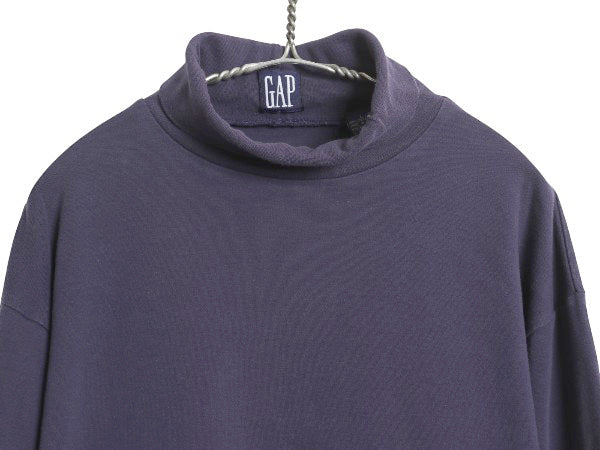 90s オールド ギャップ タートルネック 長袖 Tシャツ メンズ L 古着 ロンT スムース ストレッチ コットン 無地 インナー シングルステッチ