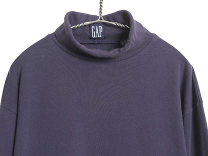 90s オールド ギャップ タートルネック 長袖 Tシャツ メンズ L 古着 ロンT スムース ストレッチ コットン 無地 インナー シングルステッチ