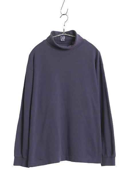90s オールド ギャップ タートルネック 長袖 Tシャツ メンズ L 古着 ロンT スムース ストレッチ コットン 無地 インナー シングルステッチ