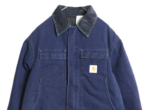 US企画 90s カーハート トラディショナル コート メンズ XL 程/ オールド ダック ジャケット 中綿 キルティング ライナー ハーフ コート 紺