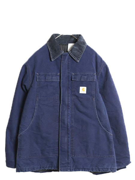 US企画 90s カーハート トラディショナル コート メンズ XL 程/ オールド ダック ジャケット 中綿 キルティング ライナー ハーフ コート 紺