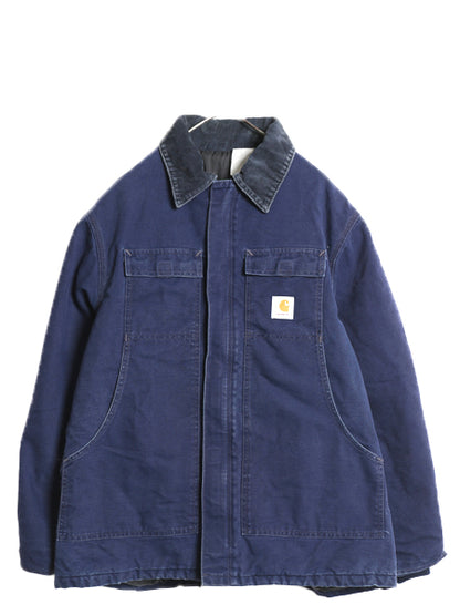 US企画 90s カーハート トラディショナル コート メンズ XL 程/ オールド ダック ジャケット 中綿 キルティング ライナー ハーフ コート 紺