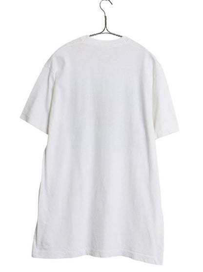 90s 企業 イラスト プリント Tシャツ メンズ L 程 オールド 当時物 シャーク サメ グラフィック キャラクター コメディ ヘビーウェイト 白