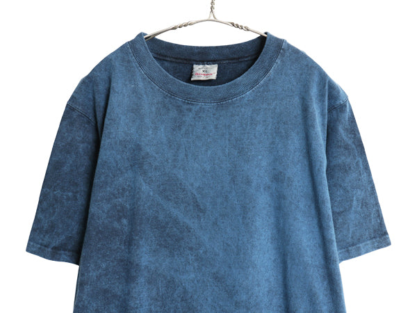 90s USA製 グッドウェア ガーメントダイ Tシャツ メンズ XL / オールド 無地 ヘビーウェイト コットン カットソー 大きいサイズ ネイビー